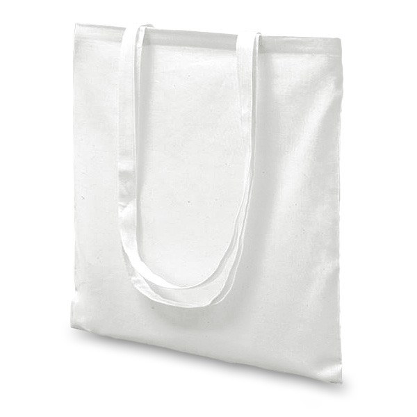 White 3oz Long Handle Flat Cotton Bag