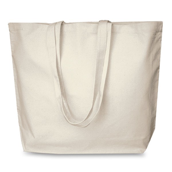 Natural 12oz Long Colour Handle Bottom Gusseted Cotton Bag