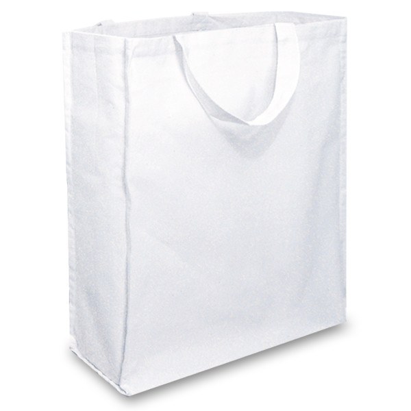 White 10oz Short Handle Gusseted Cotton Bag
