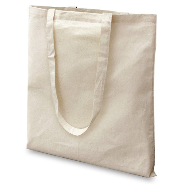 Natural 8oz Long Handle Flat Cotton Bag