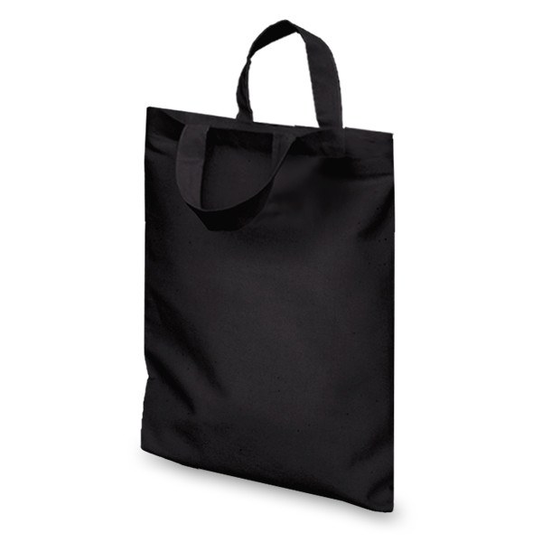 Black 12oz Short Hand Flat Cotton Goody Bag
