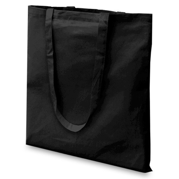 Black 10oz Long Handle Flat Cotton Bag