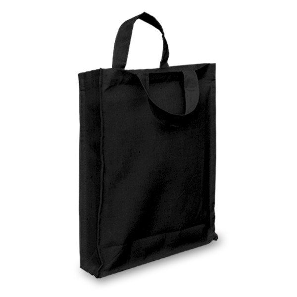 Black 10oz Short Hand Gusseted Cotton Goody Bag