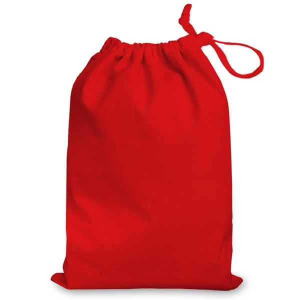 Red 10oz Drawstring Cotton Gift Bag