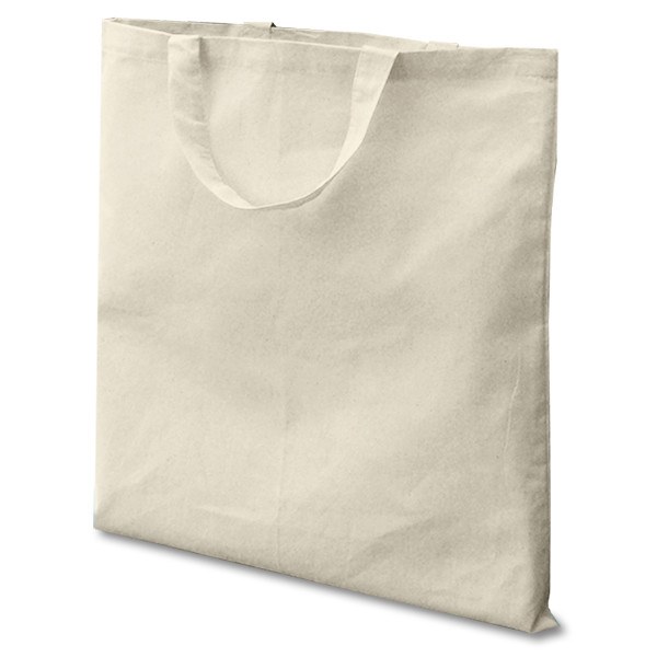 Natural 3oz Short Handle Flat Cotton Bag