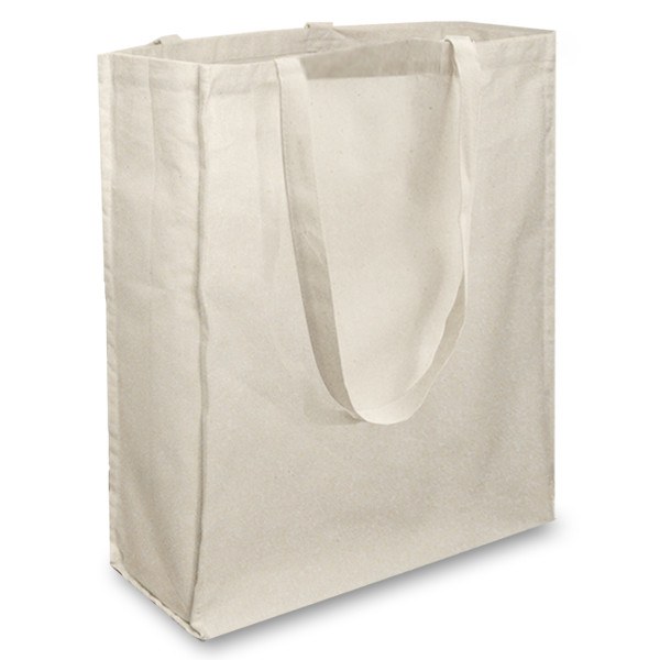 Natural 3oz Long Handle Gusseted Cotton Bag