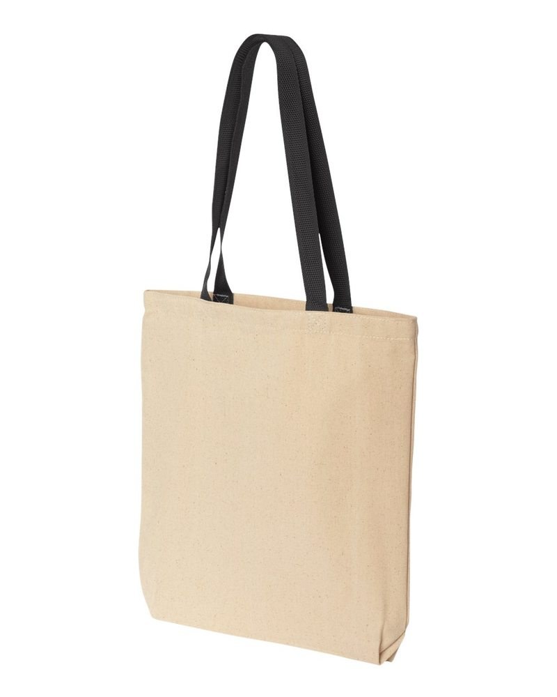 Natural 3oz Long Colour Handle Flat Cotton Bag