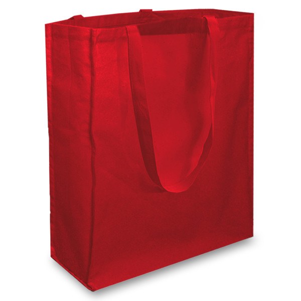 Red 10oz Long Handle Gusseted Cotton Bag