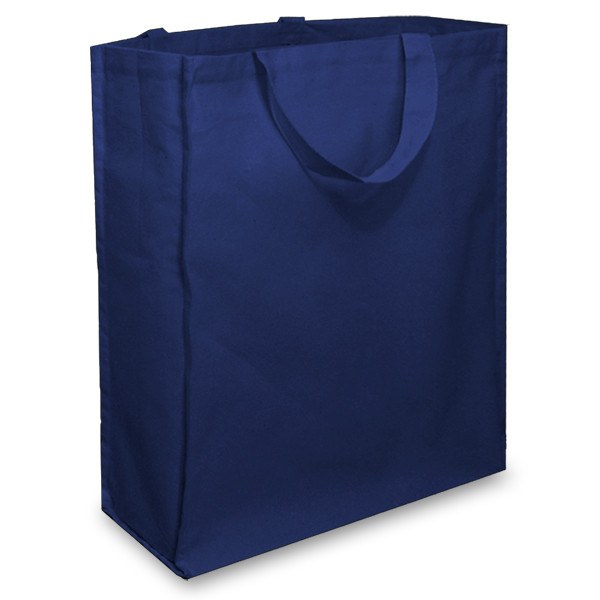 Navy 10oz Short Handle Gusseted Cotton Bag