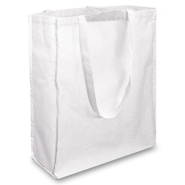 White 5oz Long Handle Gusseted Cotton Bag