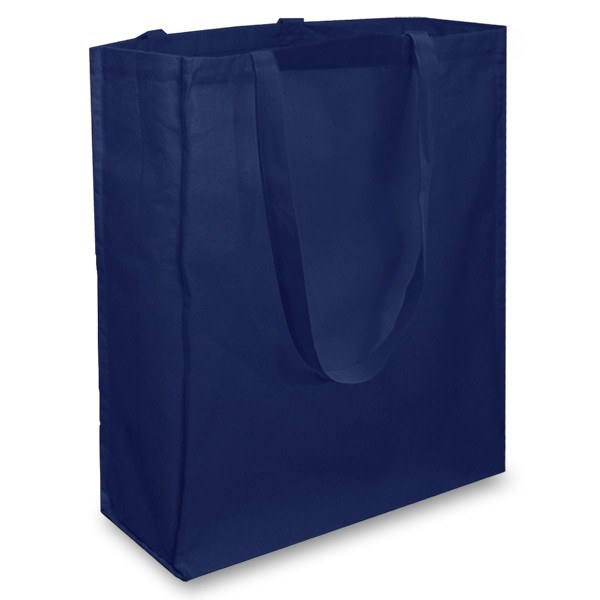 Navy 3oz Long Handle Gusseted Cotton Bag
