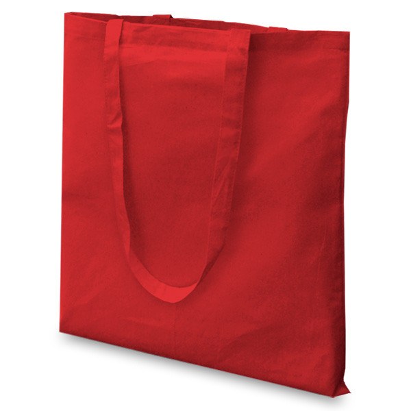 Red 10oz Long Handle Flat Cotton Bag