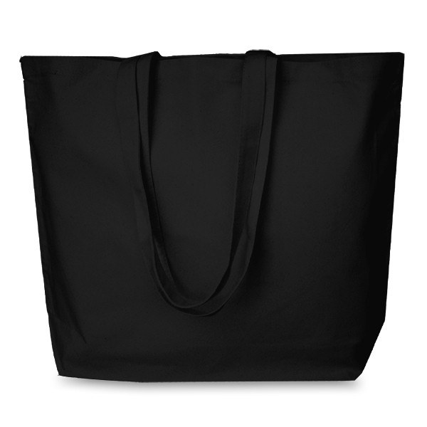 Black 3oz Long Handle Bottom Gusseted Cotton Bag